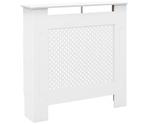 HOMCOM Cache-radiateur, couvercle de radiateur, couverture radiateur, grille ronde, en bois, 78L x 19l x 82H cm, blanc