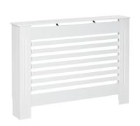 HOMCOM Cache-radiateur Couverture Radiateur 112L x 19l x 81H cm Blanc | Design à Lattes, Panneau Cabinet, pour Salon Cuisine Chambre Couloir, MDF