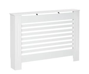 HOMCOM Cache-radiateur Couverture Radiateur 112L x 19l x 81H cm Blanc | Design à Lattes, Panneau Cabinet, pour Salon Cuisine Chambre Couloir, MDF