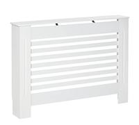 HOMCOM Cache-radiateur Couverture radiateur Design à Lattes Panneau Cabinet pour Salon Cuisine Chambre Couloir dim. 112L x 19l x 81H cm MDF Blanc