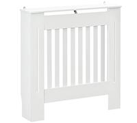 HOMCOM Cache-radiateur couverture radiateur grille d'aération verticale à lattes 78L x 19l x 81H cm en bois Blanc