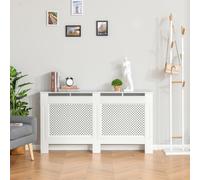HOMCOM Cache-radiateur en Bois MDF, Couverture de Radiateur Moderne avec Étagère Supérieure Laquée Blanc, 151,5x82x19 cm
