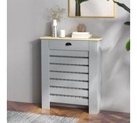 HOMCOM Cache-Radiateur en MDF à Lattes, Cache-Radiateur à Grille avec Tiroir, 78x19x95.5 cm, Gris