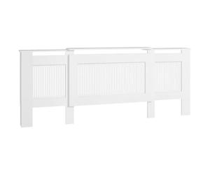 HOMCOM Cache-radiateur extensible avec étagère 125-201x19x81.5cm Blanc | Cache-radiateur à lattes, couverture de chauffage, panneau de chauffage, cache-radiateur.