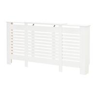 HOMCOM Cache-radiateur Mobile en MDF avec Largeur Réglable et Étagère Supérieure en Bois, 140-202x19x82,5 cm, Blanc