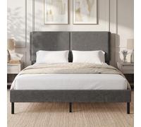 HOMCOM Cadre de Lit 140 x 190 cm avec Sommier et Tête Réglable, Gris