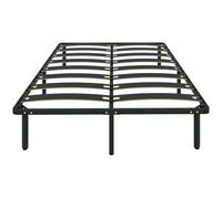 HOMCOM Cadre de lit 140 x 190 cm, lit 2 personnes avec sommier à lattes en bois massif et pied, 26 cm de hauteur avec rangement au-dessous, pas besoin de sommier à ressorts, assemblage facile, noir