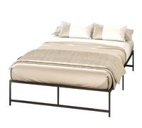 HOMCOM Cadre de lit 140 x 190 cm, lit Double 2 Personnes en Acier, Hauteur 31 cm avec Rangement, sommier à Lattes, Facile à Assembler, Noir