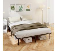 HOMCOM Cadre de lit 160 x 190 cm, lit 2 Personnes en Bois Massif avec sommier à Lattes et Pied, 26 cm de Hauteur avec Rangement au-Dessous, Pas Besoin de sommier à Ressorts, Assemblage Facile, Noir