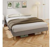 HOMCOM Cadre de lit 160 x 200 cm avec sommier à Lattes en Bois, lit Double rembourré en Velours côtelé, Espace de Rangement au-Dessous, sans Bruit, Montage Facile, Gris