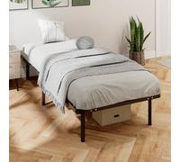 HOMCOM Cadre de lit 90 x 190 cm, lit Simple avec sommier à Lattes en Bois Massif et Pied, 26 cm de Hauteur avec Rangement au-Dessous, Pas Besoin de sommier à Ressorts, Assemblage Facile, Noir