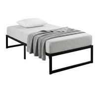 HOMCOM Cadre de lit 90 x 200 cm avec sommier en métal, lit simple avec rangement au-dessous, sans bruit, montage facile, noir