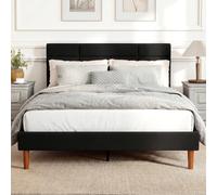 HOMCOM Cadre de Lit Double 140 x 200 cm Lit 2 Personnes Hauteur 17 cm Noir
