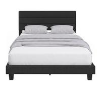 HOMCOM Cadre de lit double 160x200 cm tête de lit réglable Noir