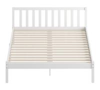 HOMCOM Cadre de lit en bois massif 140x190 cm lit simple avec tête de lit et sommier à lattes solide pour enfants adultes