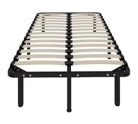 HOMCOM Cadre de lit simple 90x190 cm avec 28 lattes, Base de lit simple en bois avec cadre en acier et espace de rangement inférieur, pour la chambre à coucher, Assemblage facile, Hauteur 31cm, Noir