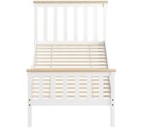 HOMCOM Cadre de lit simple, cadre de lit en bois, espace de rangement inférieur, pin massif, blanc