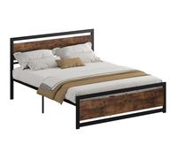 HOMCOM - Cadre du lit double - Acier - 167x208x103cm - Brun avec veinage, Noir