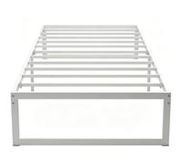 HOMCOM Cadre lit 200x90 cm Haut 32,5 cm Rangement Lattes Blanc