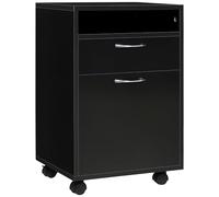 HOMCOM Caisson à roulettes, Armoire à dossiers bureau, Caisson avec tiroir, Rangement pour bureau, Cabinet de travail, Noir, 40 x 35 x 60 cm