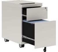 HOMCOM Caisson à roulettes avec 3 tiroirs, armoire à dossiers avec serrure, enveloppe supérieure, armoire de bureau pour A4 Legal, dossiers suspendus, acier, 30 x 50 x 53,5 cm Blanc