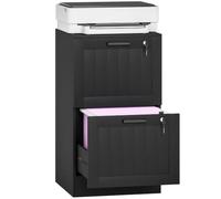 HOMCOM Caisson Bureau 2 Tiroirs Serrures 40x40x71cm Noir | Meuble Rangement Bureau, Barres de Suspension Réglables pour Documents, Caisson de Rangement Compact pour Travail ou Chambre