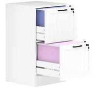 HOMCOM Caisson bureau avec 2 tiroirs et serrures, meuble rangement bureau avec barres de suspension réglables pour documents, caisson de rangement compact pour travail ou chambre, 40x40x71cm, blanc
