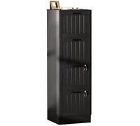 HOMCOM Caisson bureau avec 4 tiroirs et serrures, meuble rangement bureau avec barres de suspension réglables pour documents, caisson de rangement compact pour travail ou chambre, 40x40x131cm, noir