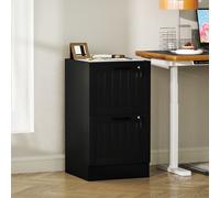 HOMCOM Caisson bureau, meuble rangement bois 2 tiroirs et serrure, barres de suspension réglables, 40 x 40 x 71 cm, noir