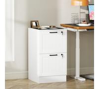 HOMCOM Caisson bureau, meuble rangement bois 2 tiroirs et serrure, barres de suspension réglables, 40 x 40 x 71 cm, blanc