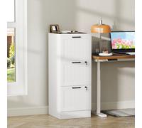 HOMCOM Caisson bureau, meuble rangement bois 3 tiroirs et serrure, barres de suspension réglables, 40 x 40 x 101 cm, blanc