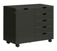 Caisson de bureau mobile 5 tiroirs 1 porte panneau de particules noir