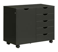Caisson de bureau mobile 5 tiroirs 1 porte panneau de particules noir