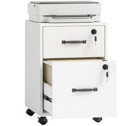 HOMCOM Caisson Bureau Mobile avec 2 Tiroirs 40 x 40 x 54,1 cm Blanc