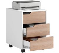 HOMCOM Caisson Bureau Mobile avec 3 Tiroirs 40x50x57,5cm Blanc et Chêne