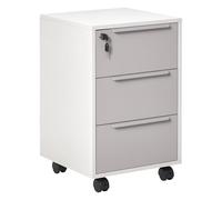 HOMCOM Caisson bureau mobile avec 3 tiroirs et serrure, meuble rangement bureau sur roulettes pour documents et imprimante, caisson de rangement compact pour travail ou chambre, 40x40x63,5cm, gris