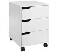 HOMCOM Caisson de bureau mobile 3 tiroirs sur roulettes Rangement pour documents et imprimante Blanc