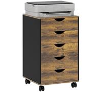 HOMCOM Caisson Bureau Mobile avec 5 Tiroirs Compact 40 x 40 x 67 cm Marron