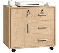 HOMCOM Caisson Bureau Verrouillable avec 3 Tiroirs 40 x 60 x 56 cm Marron