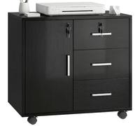 HOMCOM Caisson Bureau Verrouillable avec 3 Tiroirs 40 x 60 x 56 cm Noir
