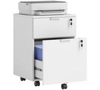HOMCOM Caisson de Bureau 2 tiroirs 4 roulettes 42x40x60 cm Blanc