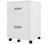 HOMCOM Caisson de Bureau 2 Tiroirs Roulettes Meuble Classeur Mobile pour Dossiers A4 ou Format Lettre 39,5x39x58,5 cm Blanc