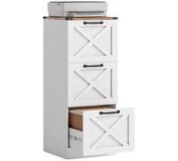 HOMCOM Caisson de Bureau 3 Tiroirs Lettre/A4 Rustique 40x40x101cm Blanc | Meuble de Rangement pour Dossiers Suspendus, Style Rustique, Caisson de Rangement pour Chambre Bureau