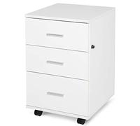 HOMCOM Caisson de Bureau 3 Tiroirs sur Roulettes 40 x 40 x 61,5 cm Blanc