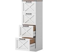 HOMCOM Caisson de Bureau 4 Tiroirs Support Imprimante avec Rail Suspendu pour A4 et Lettre 40x40x131 cm Blanc