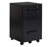 HOMCOM Caisson de Bureau à roulettes 3 tiroirs 1 verrouillable 1 classeur en Bois Noir