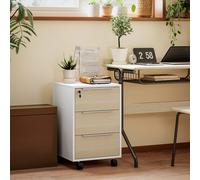 HOMCOM Caisson de bureau à roulettes avec 3 tiroirs et serrure, meuble rangement bureau sur roulettes, 40 x 40 x 63,5 cm, chêne