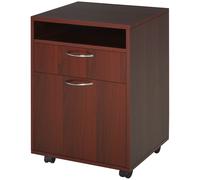 HOMCOM Caisson de bureau à roulettes Tiroir Compartiment Porte Classeur mobile pour bureau 40x35x60 cm Marron foncé