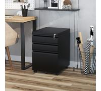 HOMCOM Caisson de bureau mobile rangement bureau sur roulettes 3 tiroirs verrouillables 39 x 48 x 60 cm noir| Aosom France