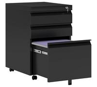 HOMCOM Caisson de bureau mobile rangement bureau sur roulettes 3 tiroirs verrouillables 39 x 48 x 60 cm noir
